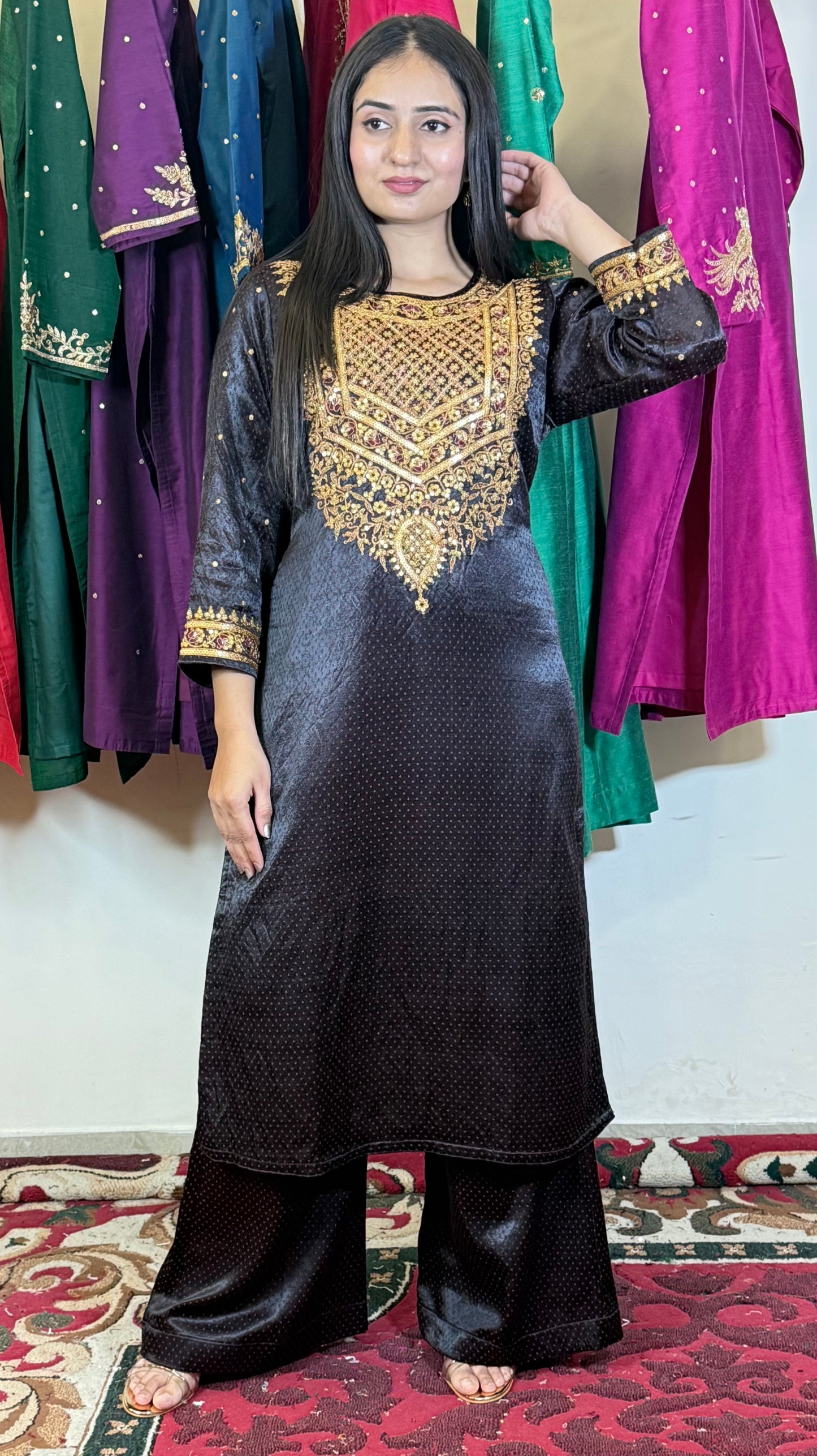 Amira Gold Embroidered Kurta Set