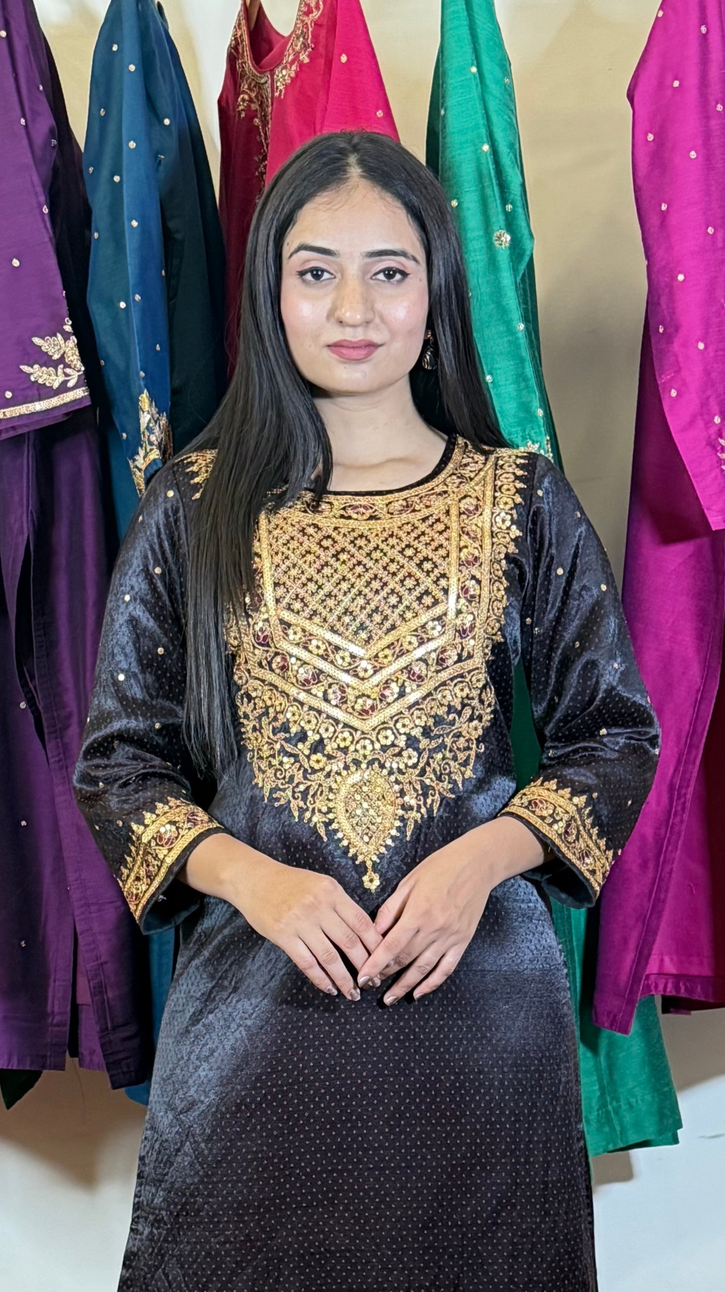 Amira Gold Embroidered Kurta Set