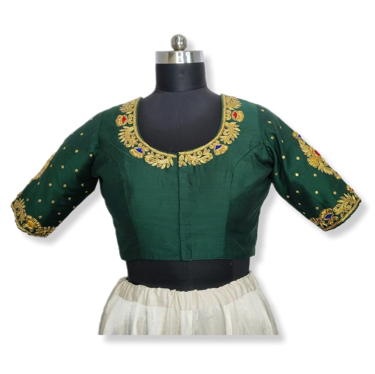 Zardozi Bloom designer Blouse (Bottle Green)