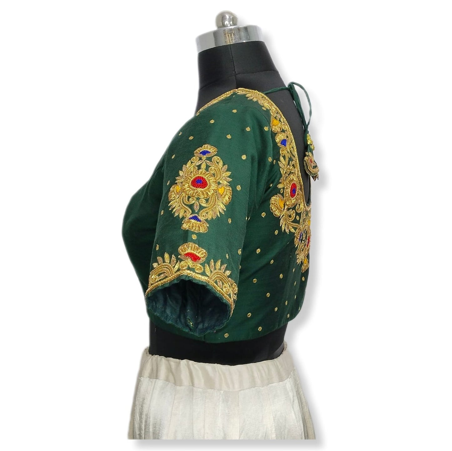 Zardozi Bloom designer Blouse (Bottle Green)