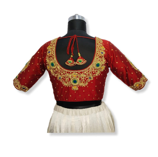 Zardozi Bloom designer Blouse (Maroon)