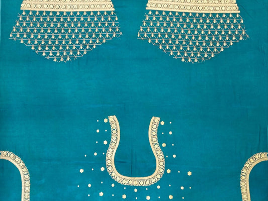 Cheks Charm – Metallic Jaal Blouse (Peacock Blue)