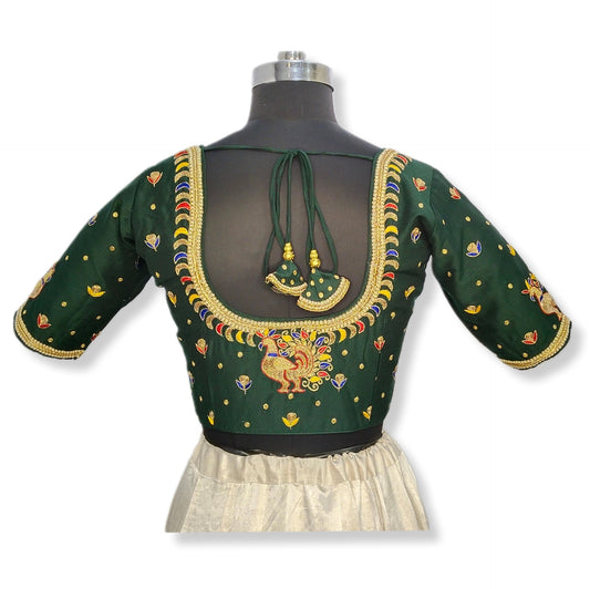 KALA VASTRA DESIGNER BLOUSE (Bottel Green)