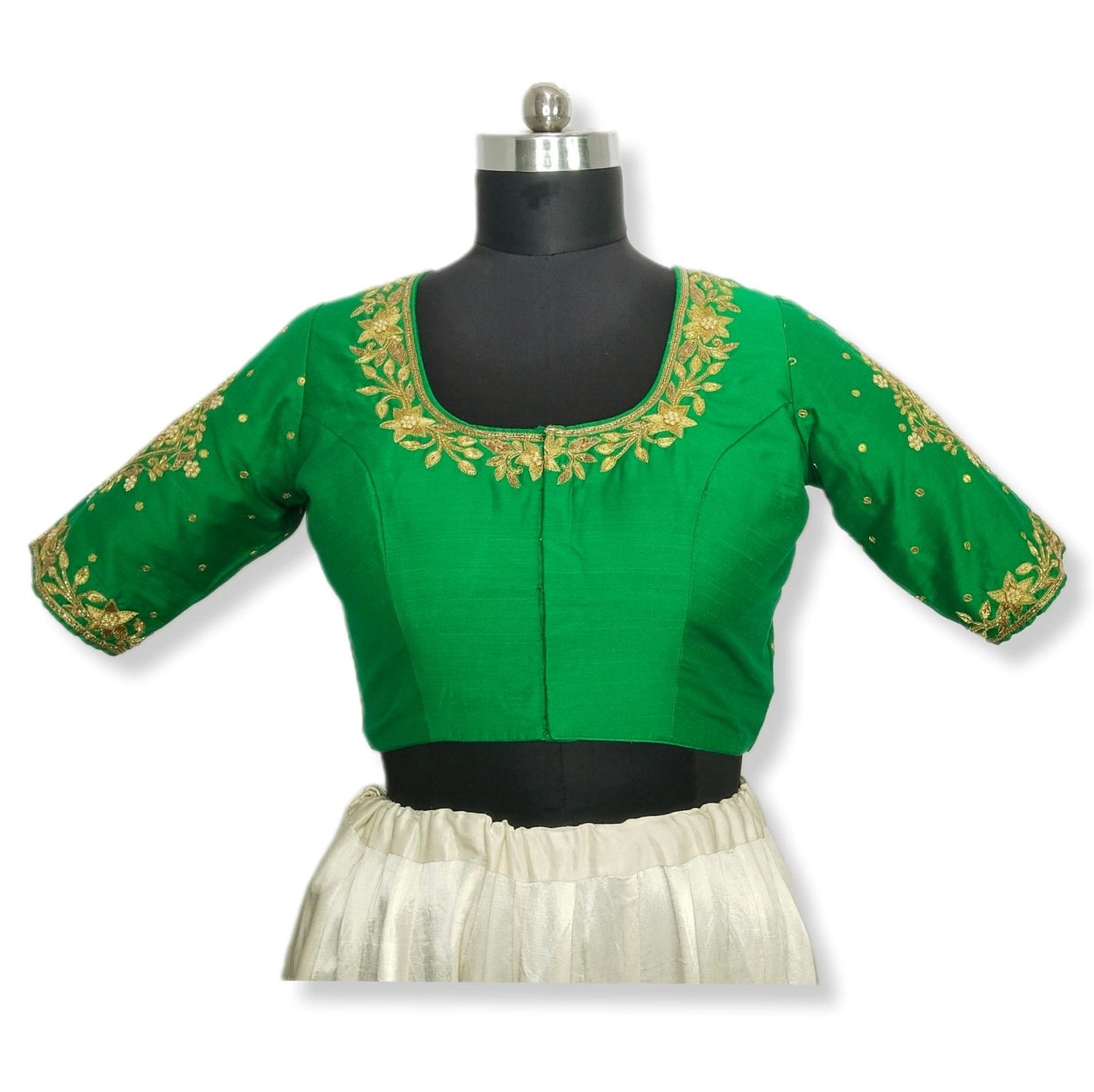 Queen's Blossom Zardozi Work Blouse (Green)