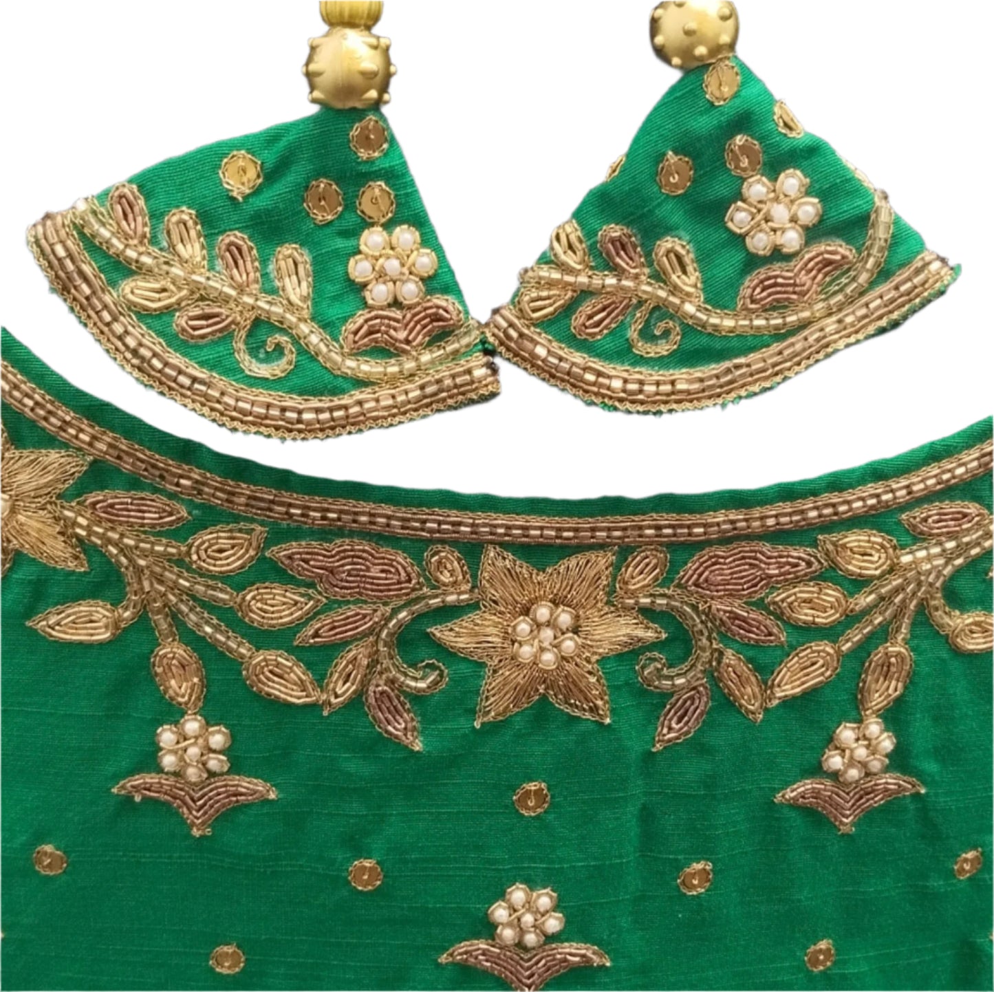 Queen's Blossom Zardozi Work Blouse (Green)