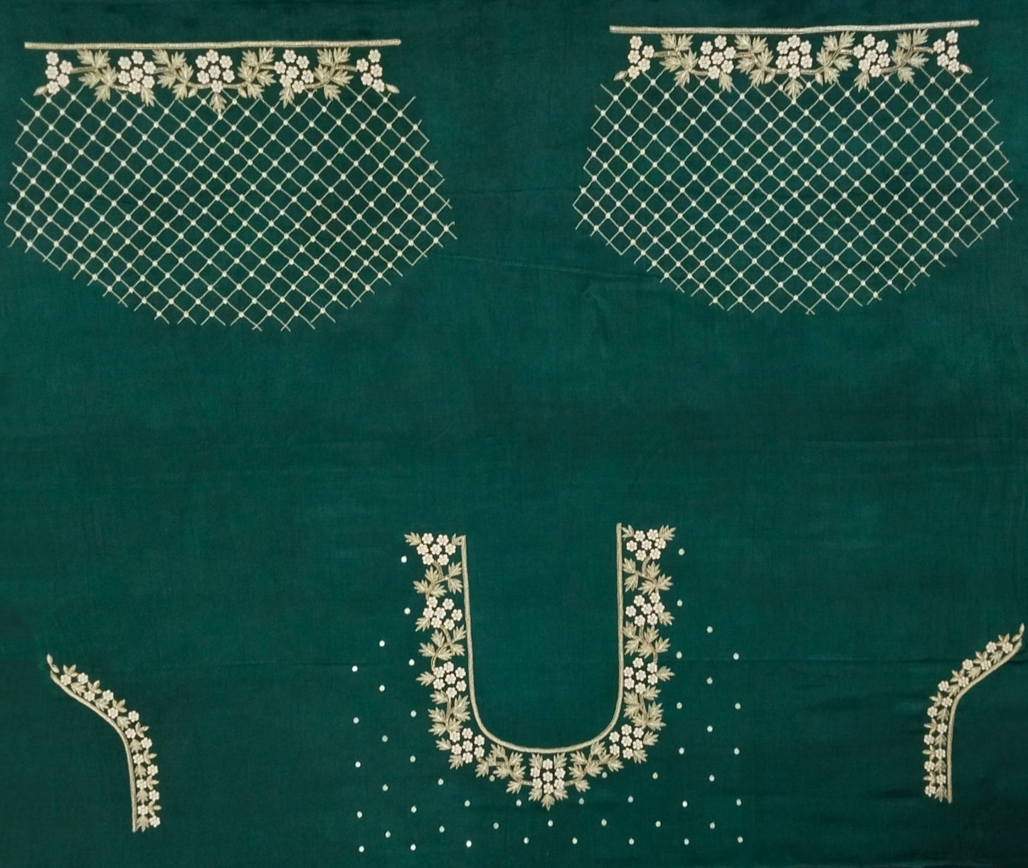 Riwaayat - Handcrafted Blouse Pieces (Bottel Green )