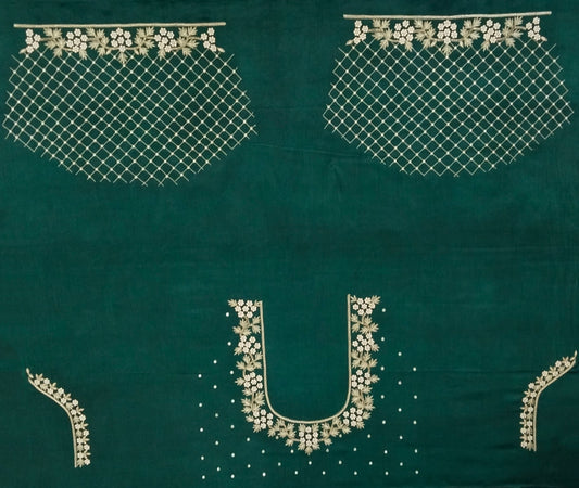 Riwaayat - Handcrafted Blouse Pieces (Bottel Green )