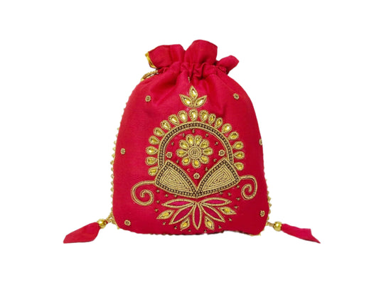 Beautiful beads work potli batwa (Pink)