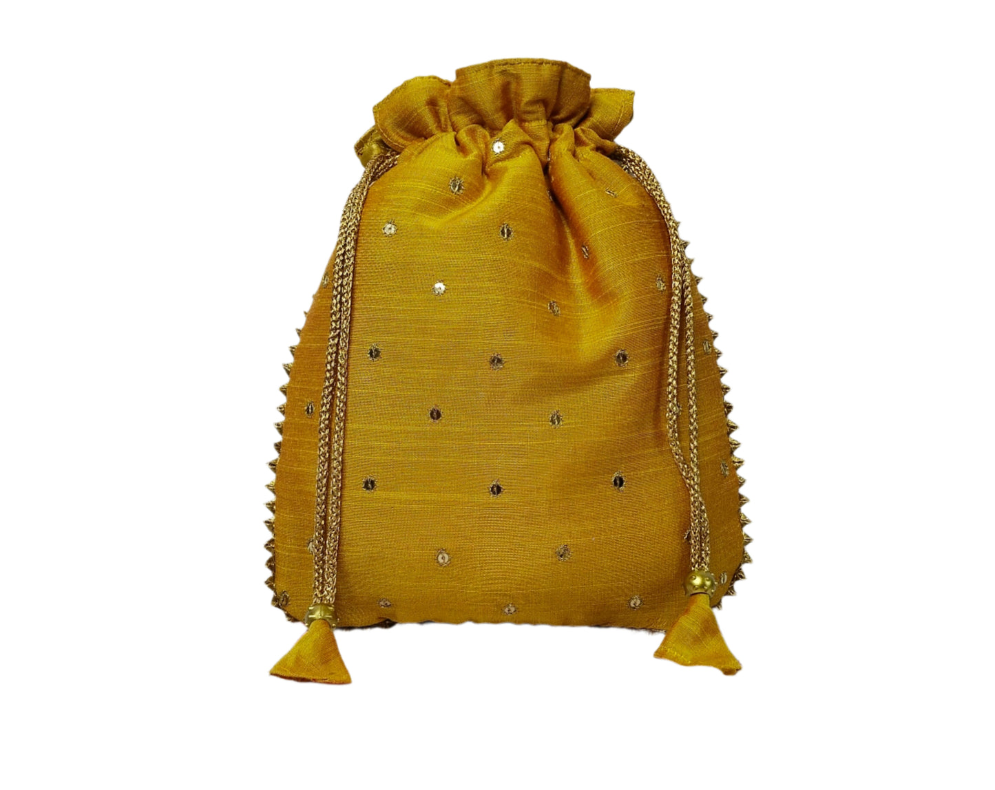 Beautiful beads work potli batwa (Mustard Yellow)