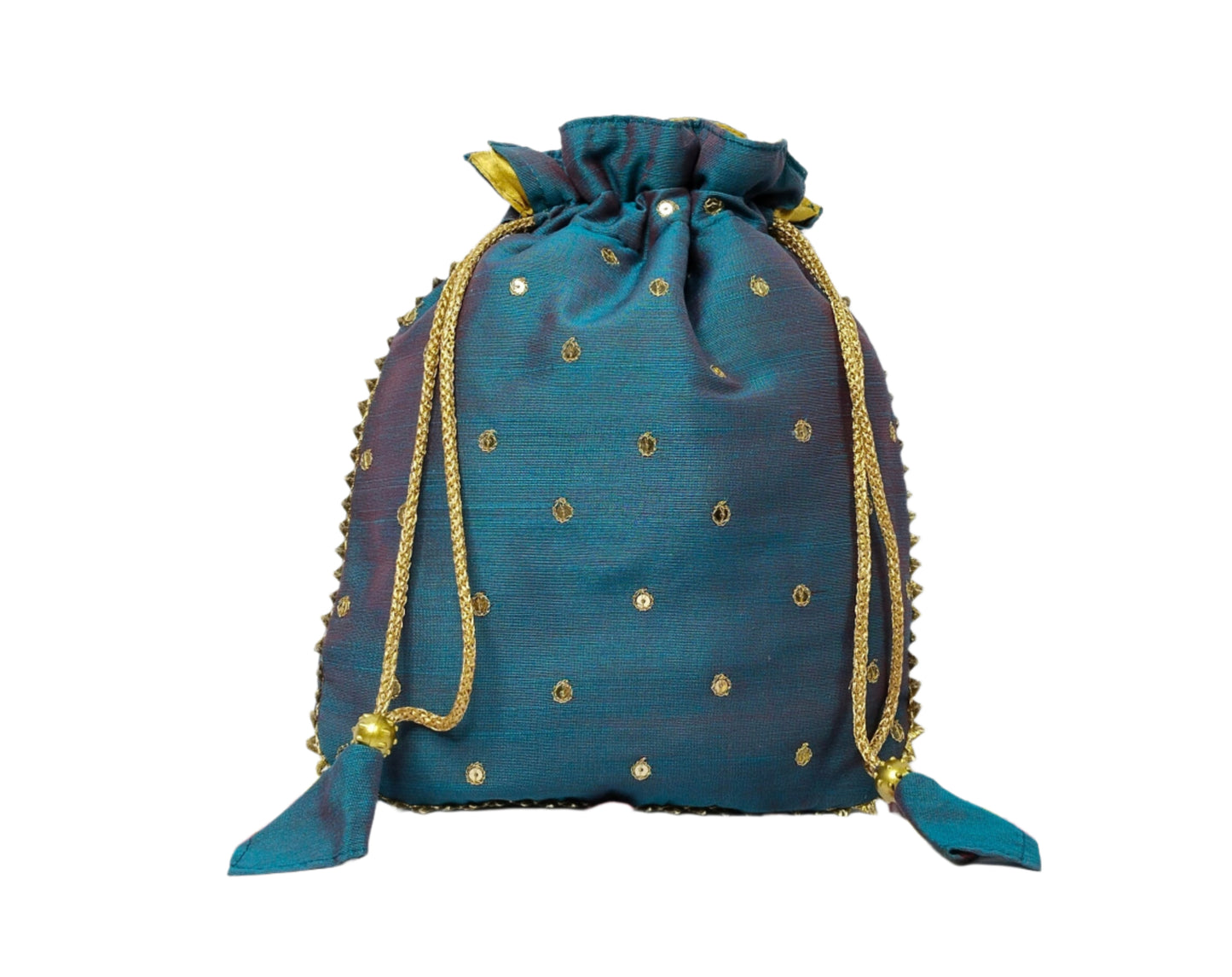 Beautiful beads work potli batwa (Peacock Blue)
