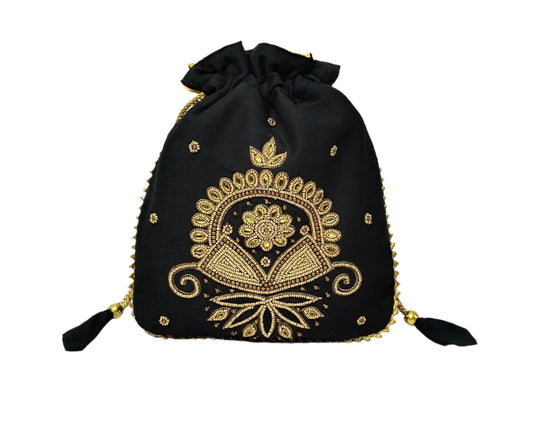 Beautiful Beads work Potli Bags and Purse (Black)