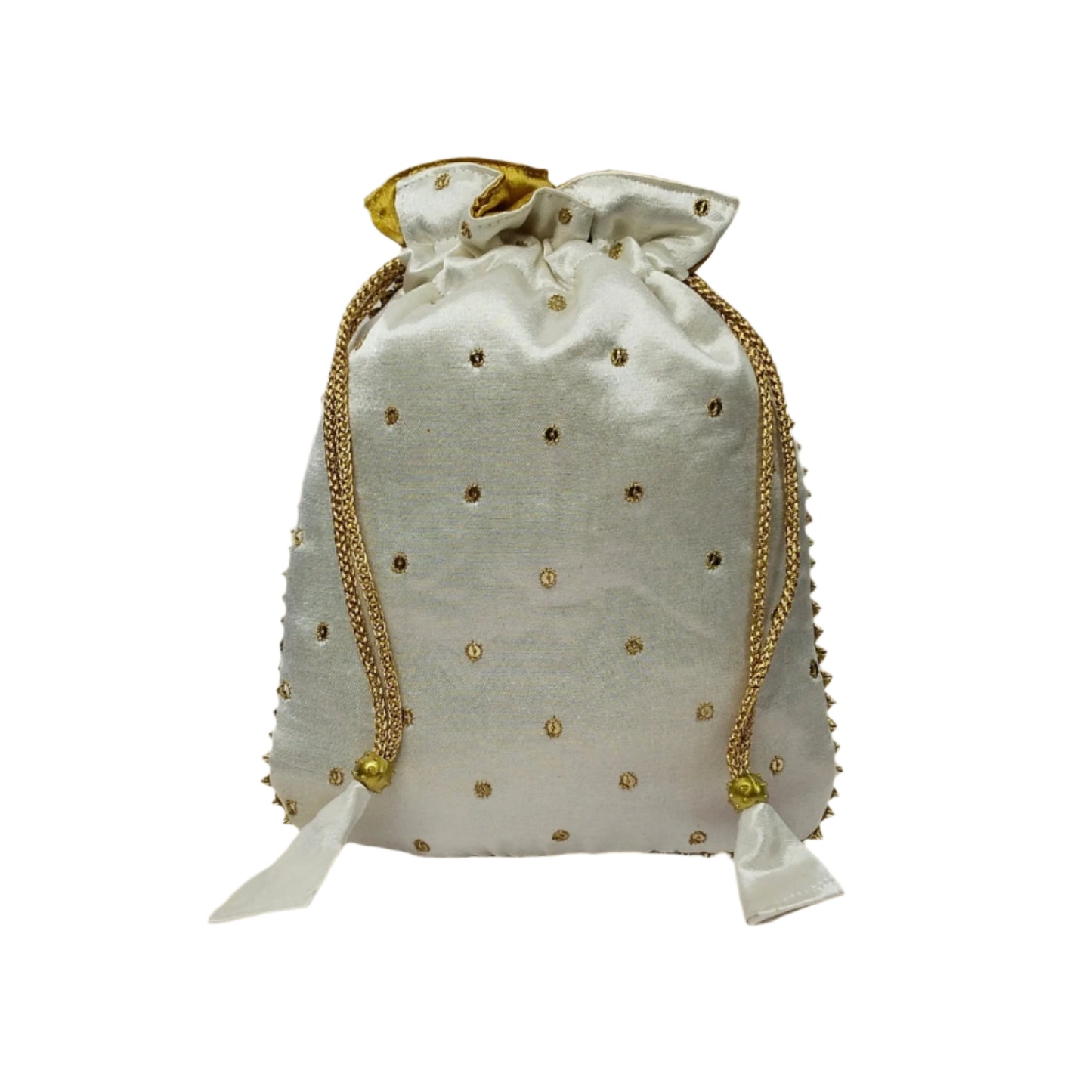 Beautiful Zardozi Work Potli Batwa (White)
