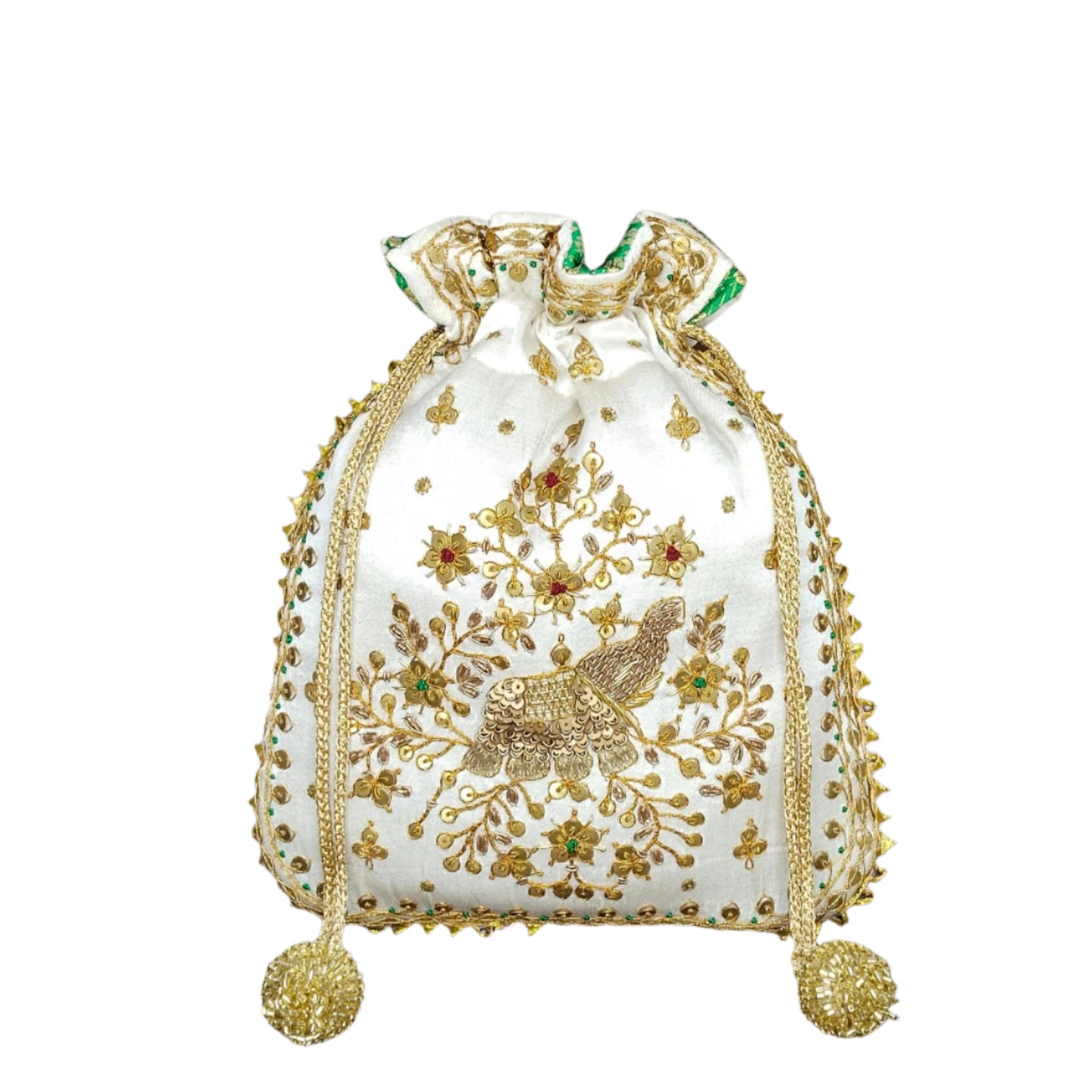 Elephent Marodi Work Potli Batwa (White)