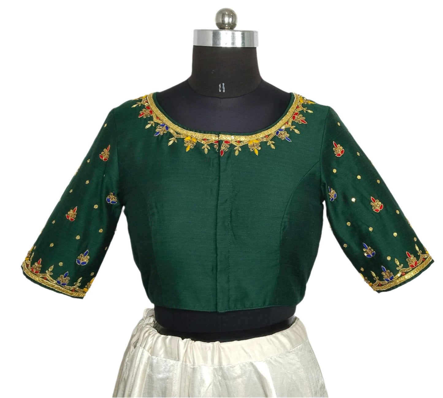 Ethnic Elegance Mandala Butta Blouse (Bottel Green)