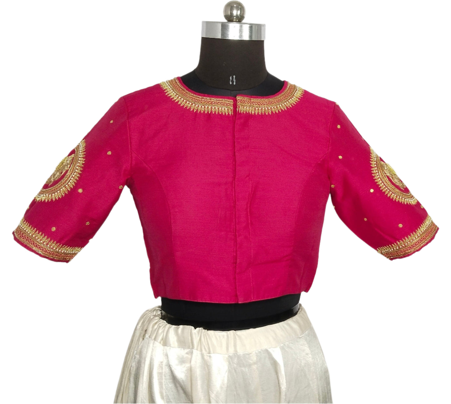 Regal Elephant Handcrafted Zardozi Blouse (Pink)