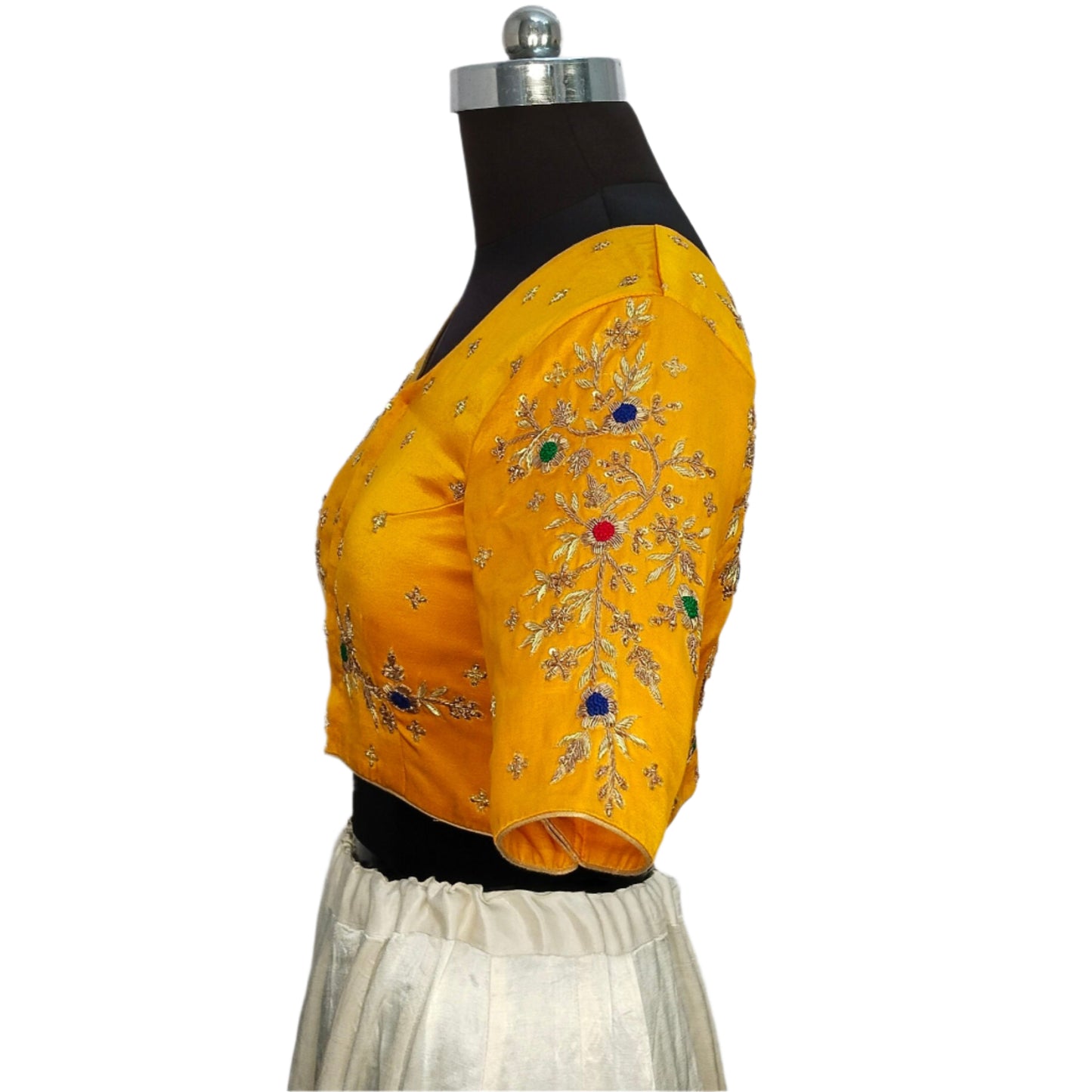 Asymmetric Zardozi Art Blouse (Mustard Yellow)