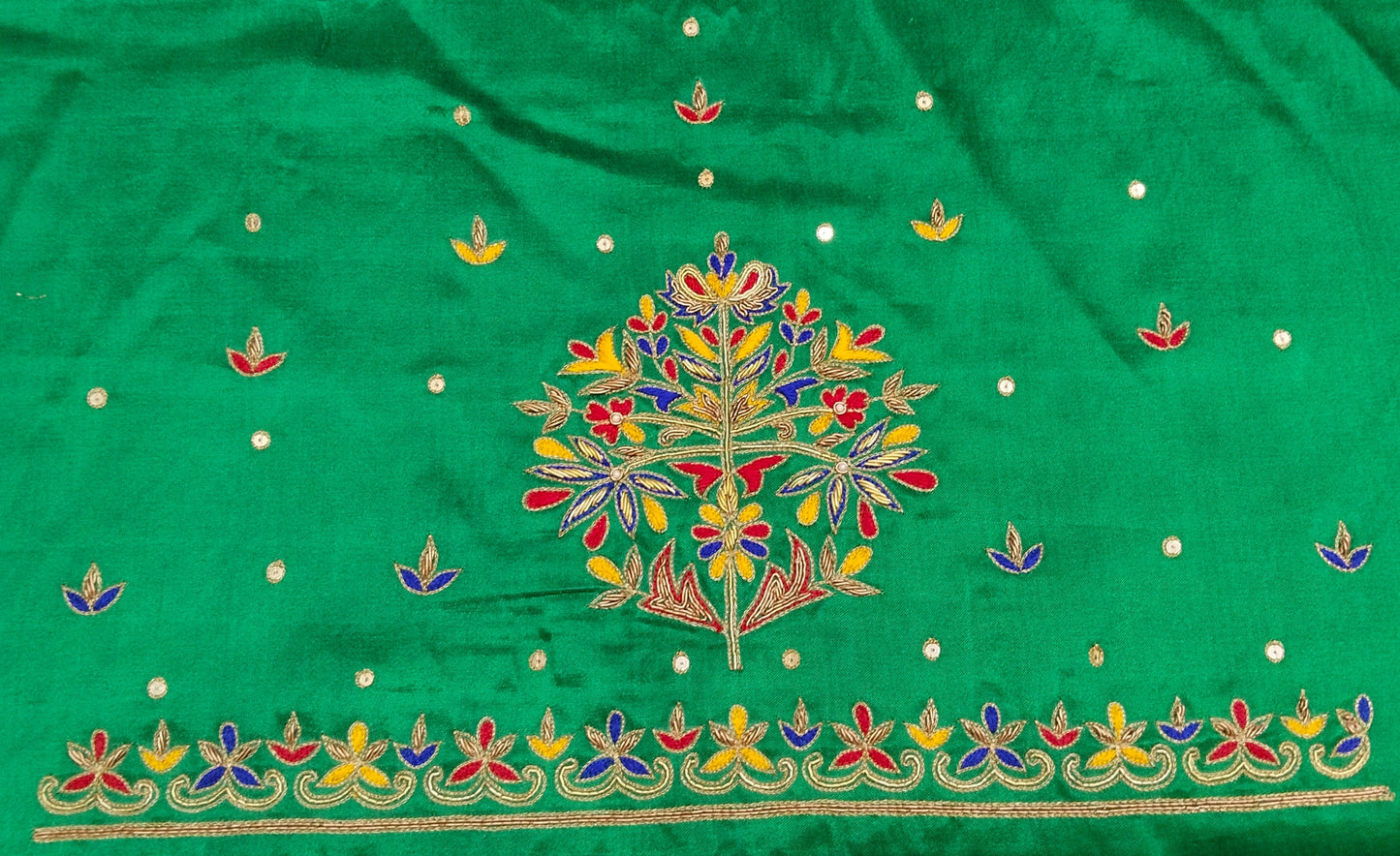 Noor-e-Zardozi – Silk Designer Blouse pis. (Green)