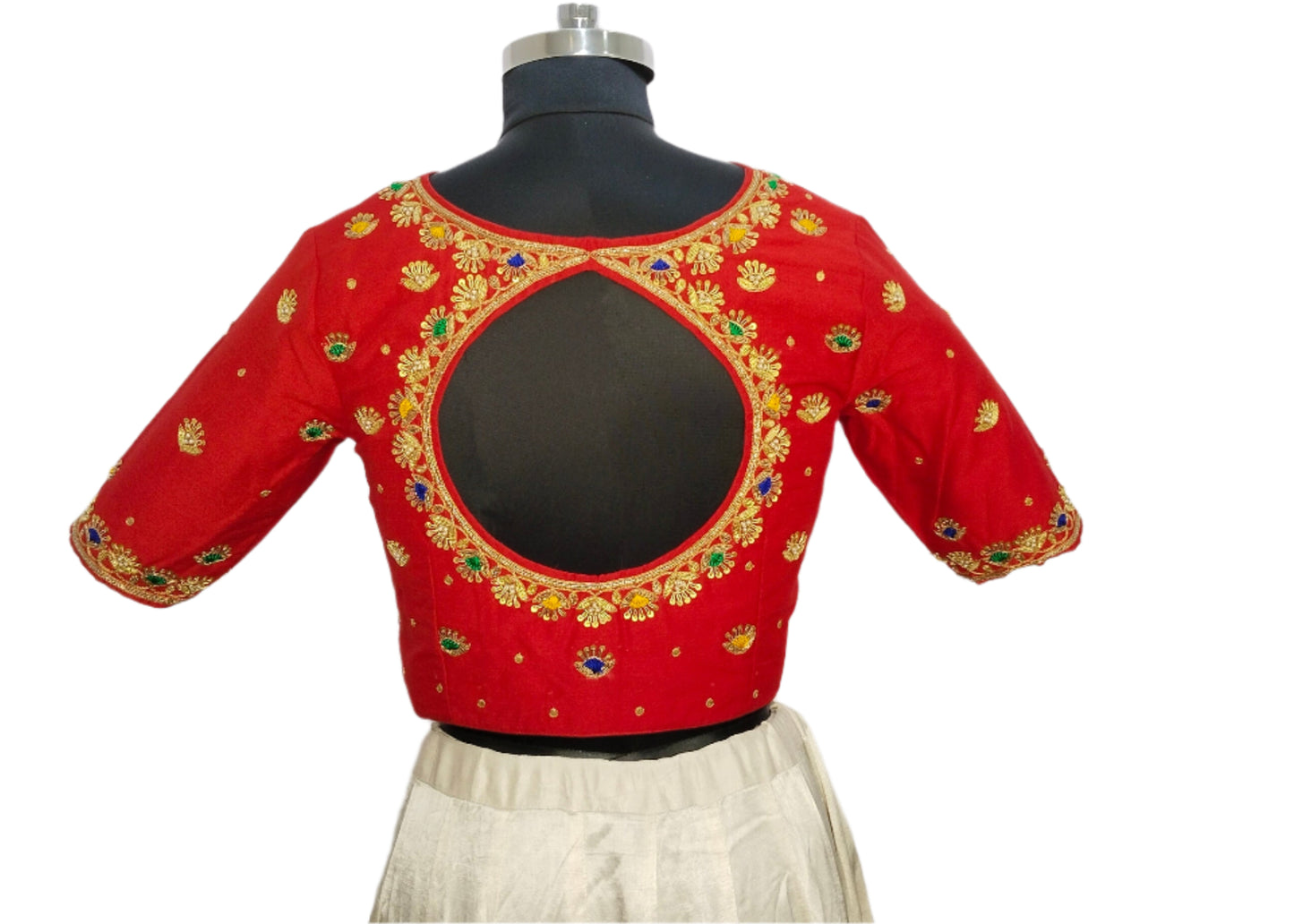 Handcrafted Blouse with Traditional Zardozi Embroidery (Red)