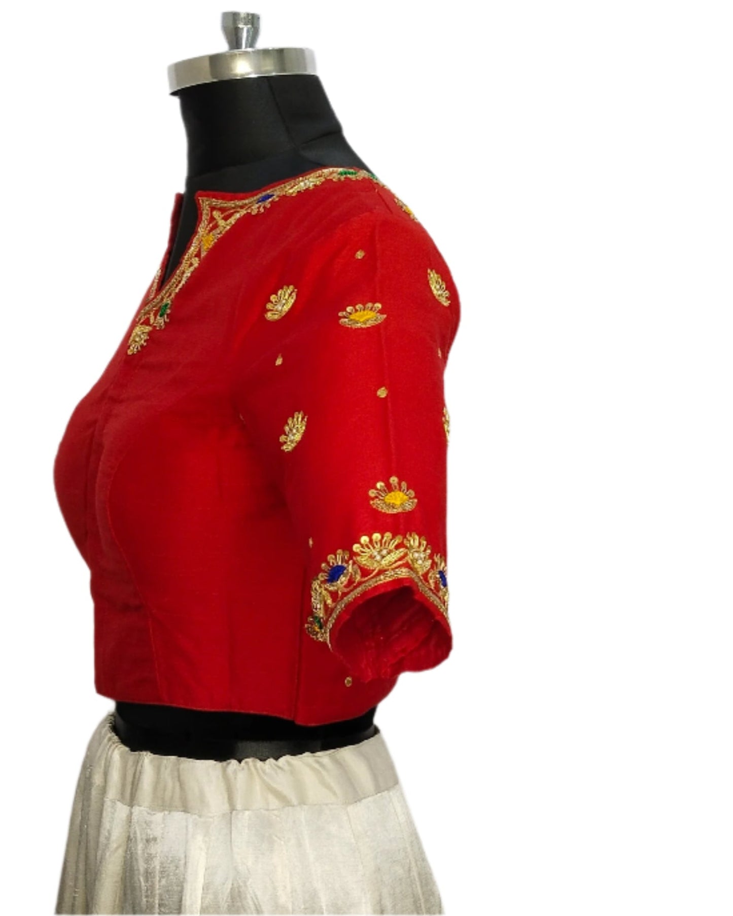 Handcrafted Blouse with Traditional Zardozi Embroidery (Red)