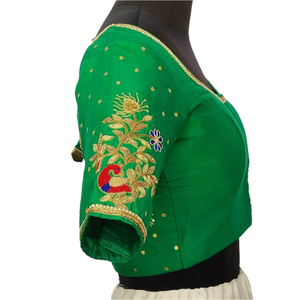 Beautiful Peacock Zardozi Designer Blouse (Green)