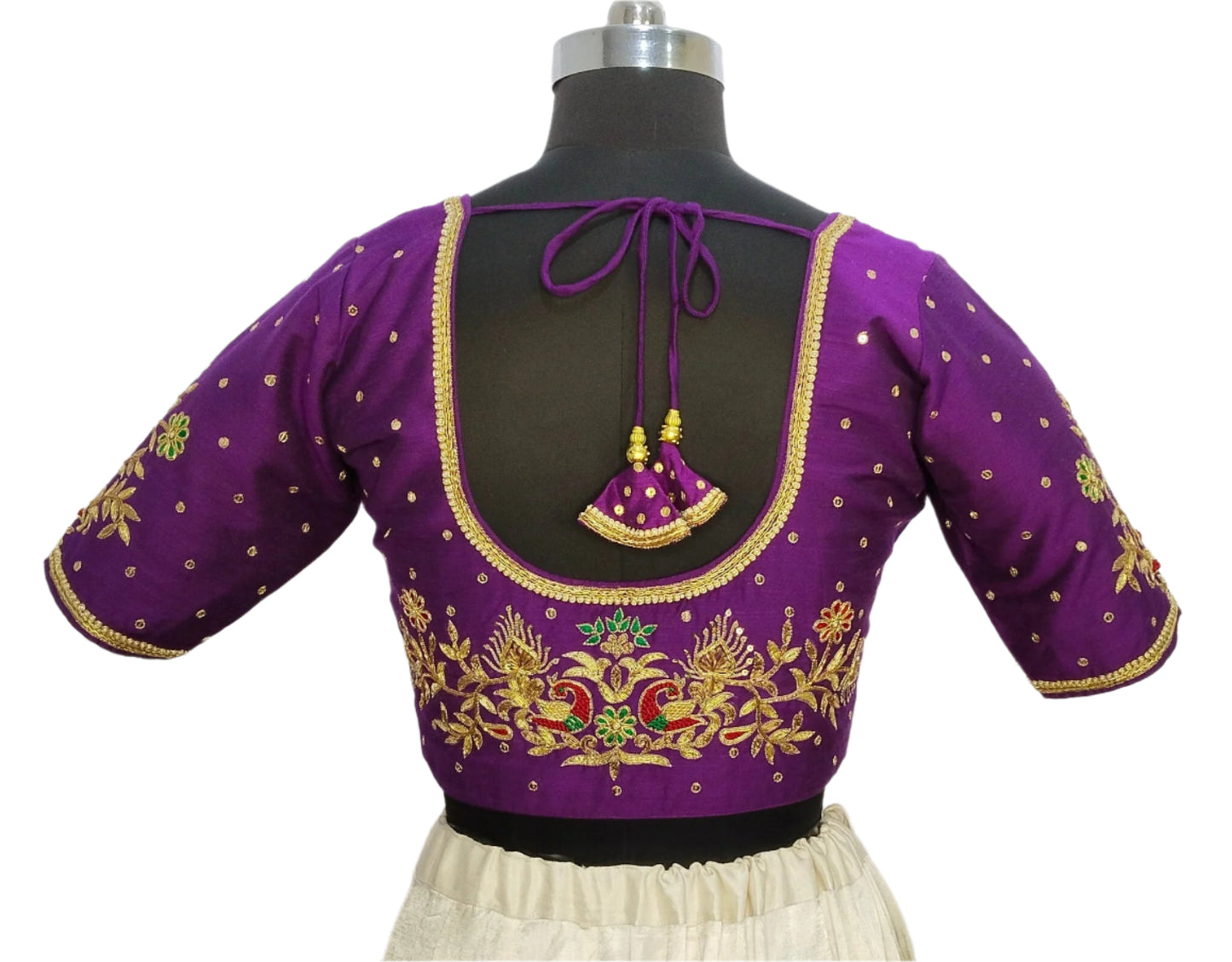 Beautiful Peacock Zardozi Designer Blouse (Purple)
