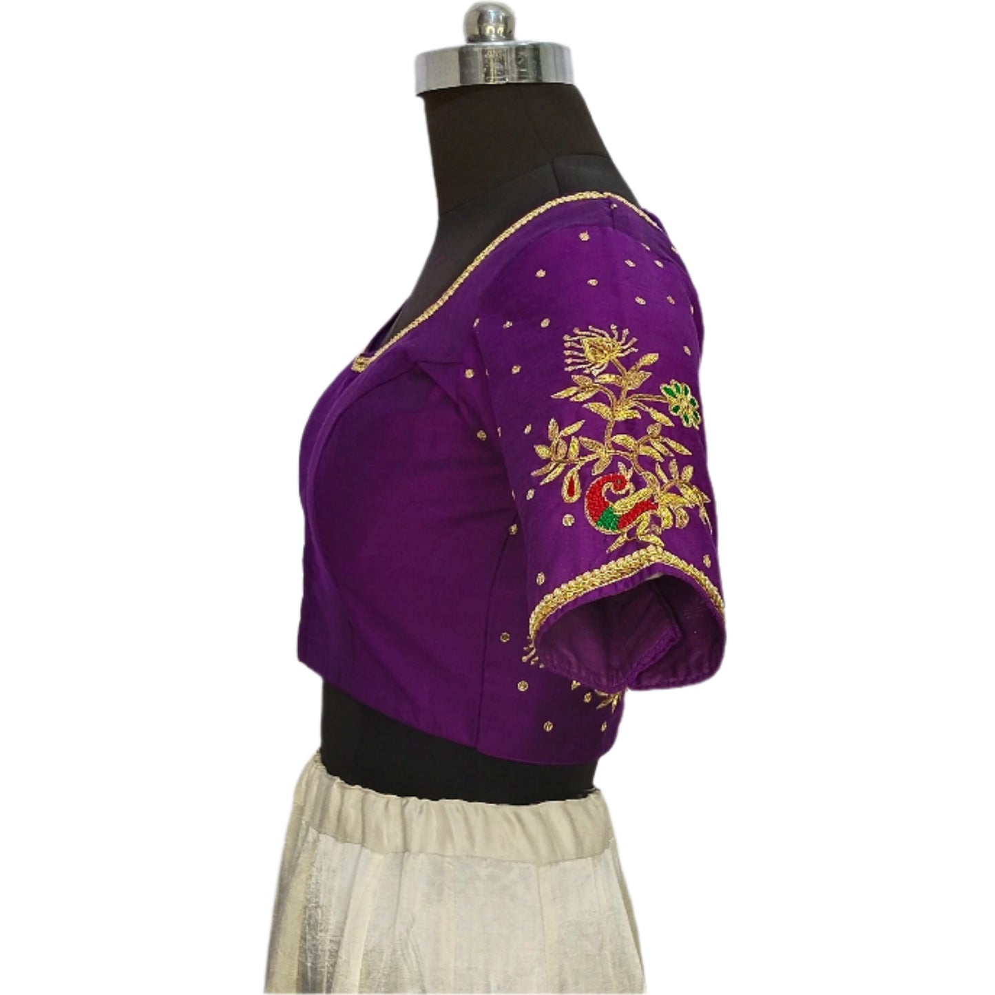 Beautiful Peacock Zardozi Designer Blouse (Purple)