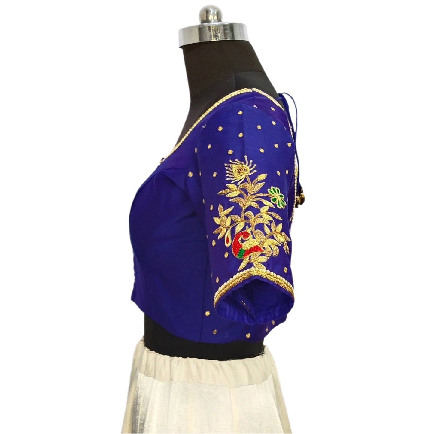 Beautiful Peacock Zardozi Designer Blouse (Royal Blue)