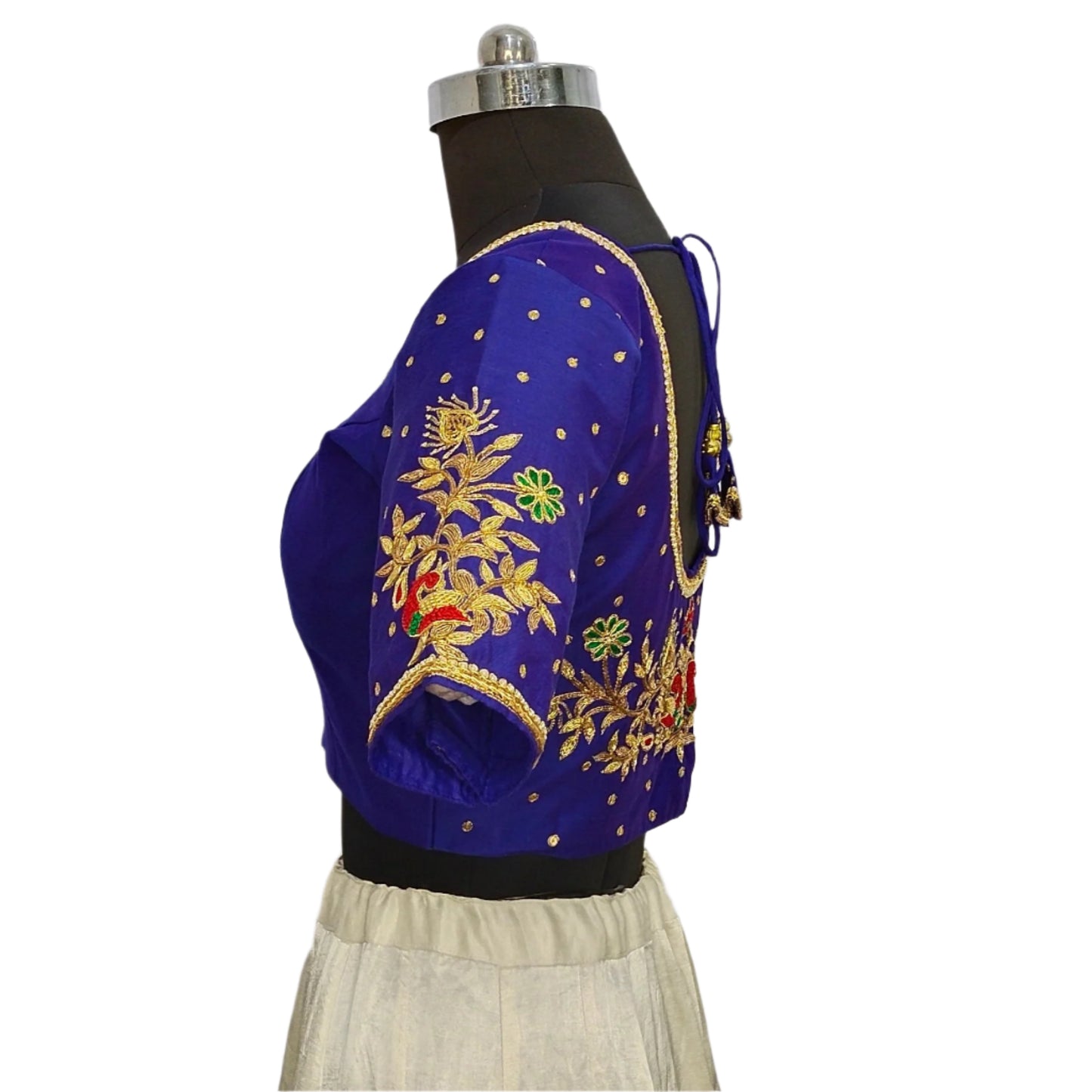 Beautiful Peacock Zardozi Designer Blouse (Royal Blue)