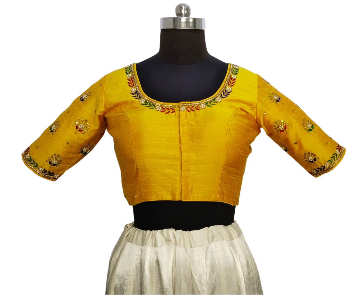 Heritage Blouse – Zardozi Embroidered with Round cut Design