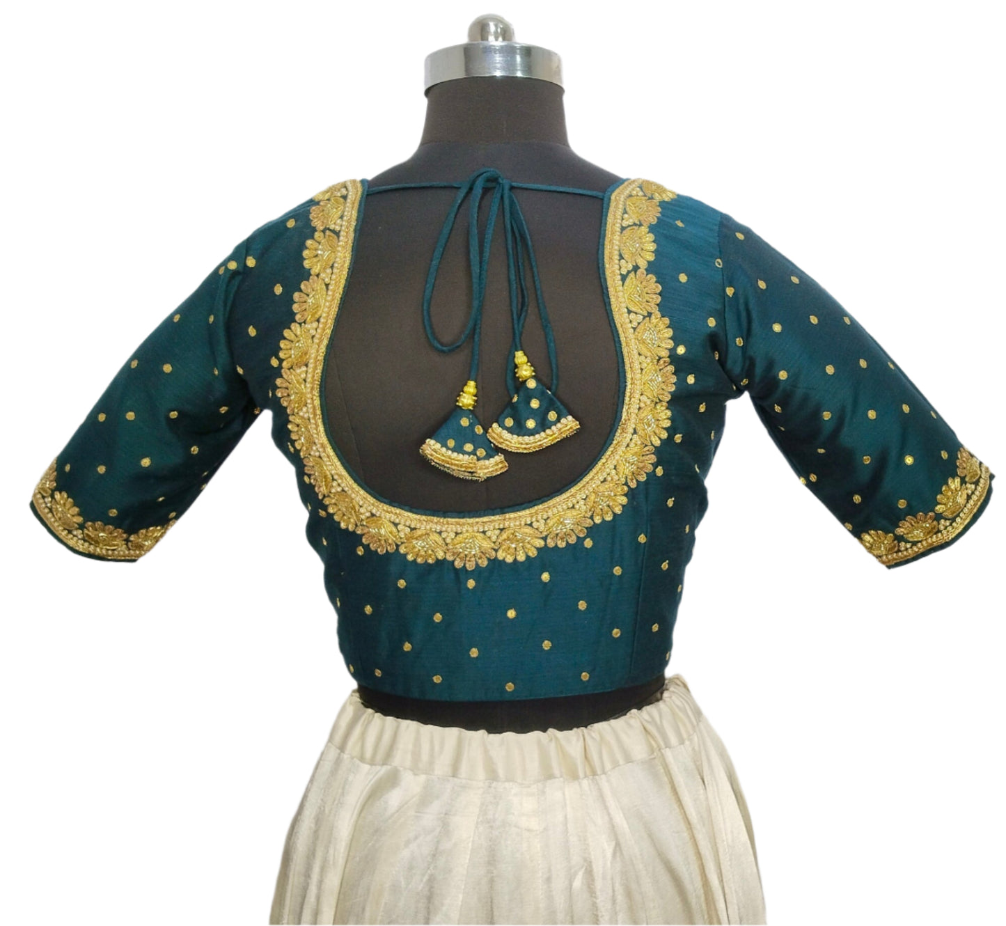 Regal Sabiya Handcrafted Zardozi Blouse (Peacock Blue)