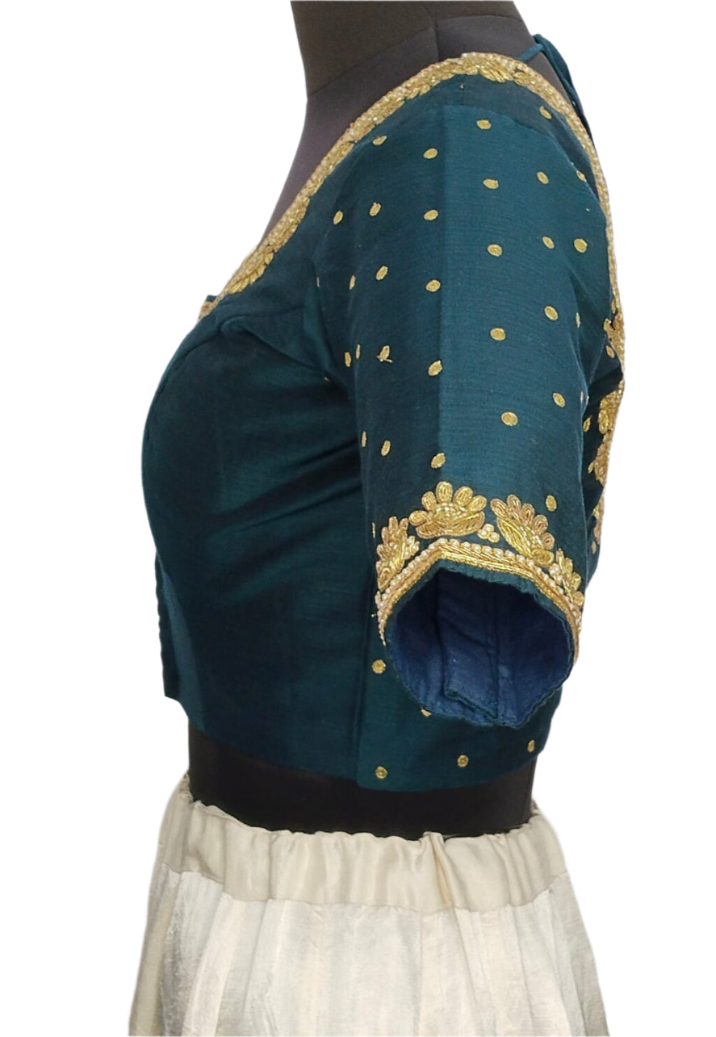 Regal Sabiya Handcrafted Zardozi Blouse (Peacock Blue)