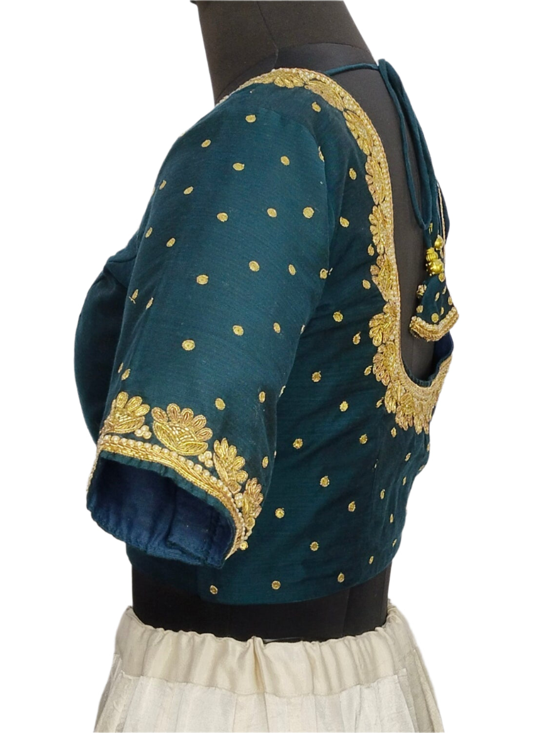 Regal Sabiya Handcrafted Zardozi Blouse (Peacock Blue)