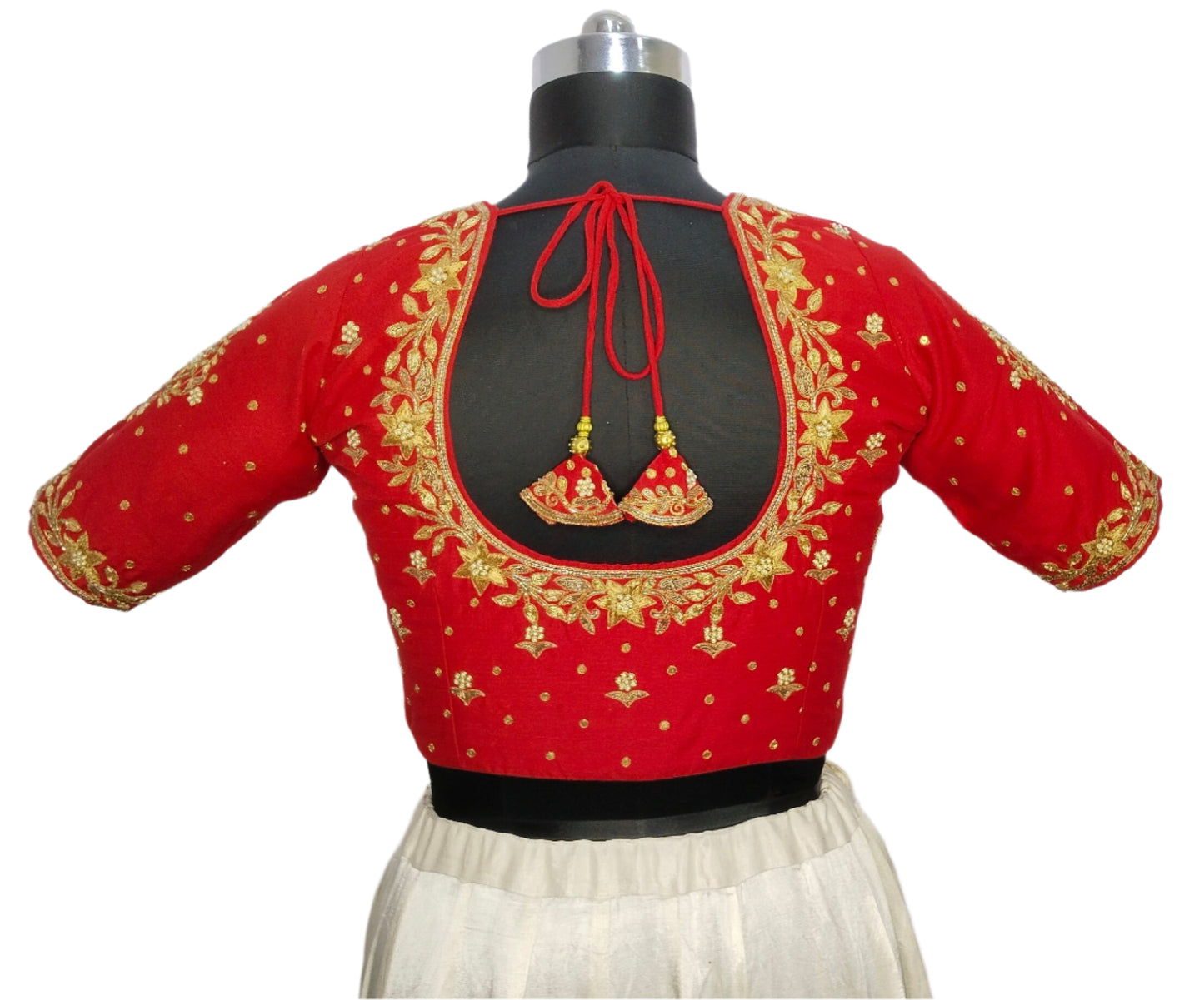 Queen's Blossom Zardozi Work Blouse (Red)