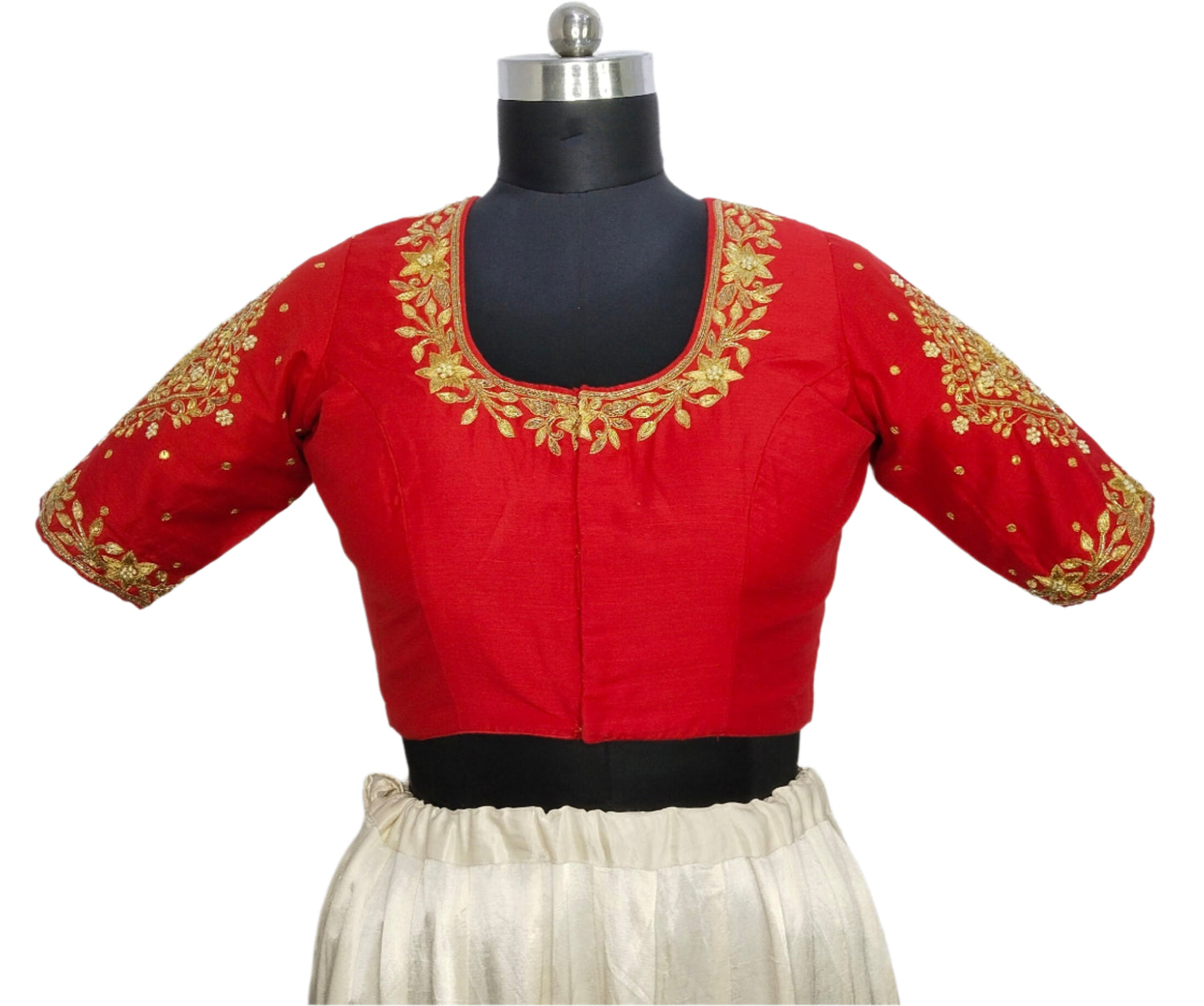 Queen's Blossom Zardozi Work Blouse (Red)