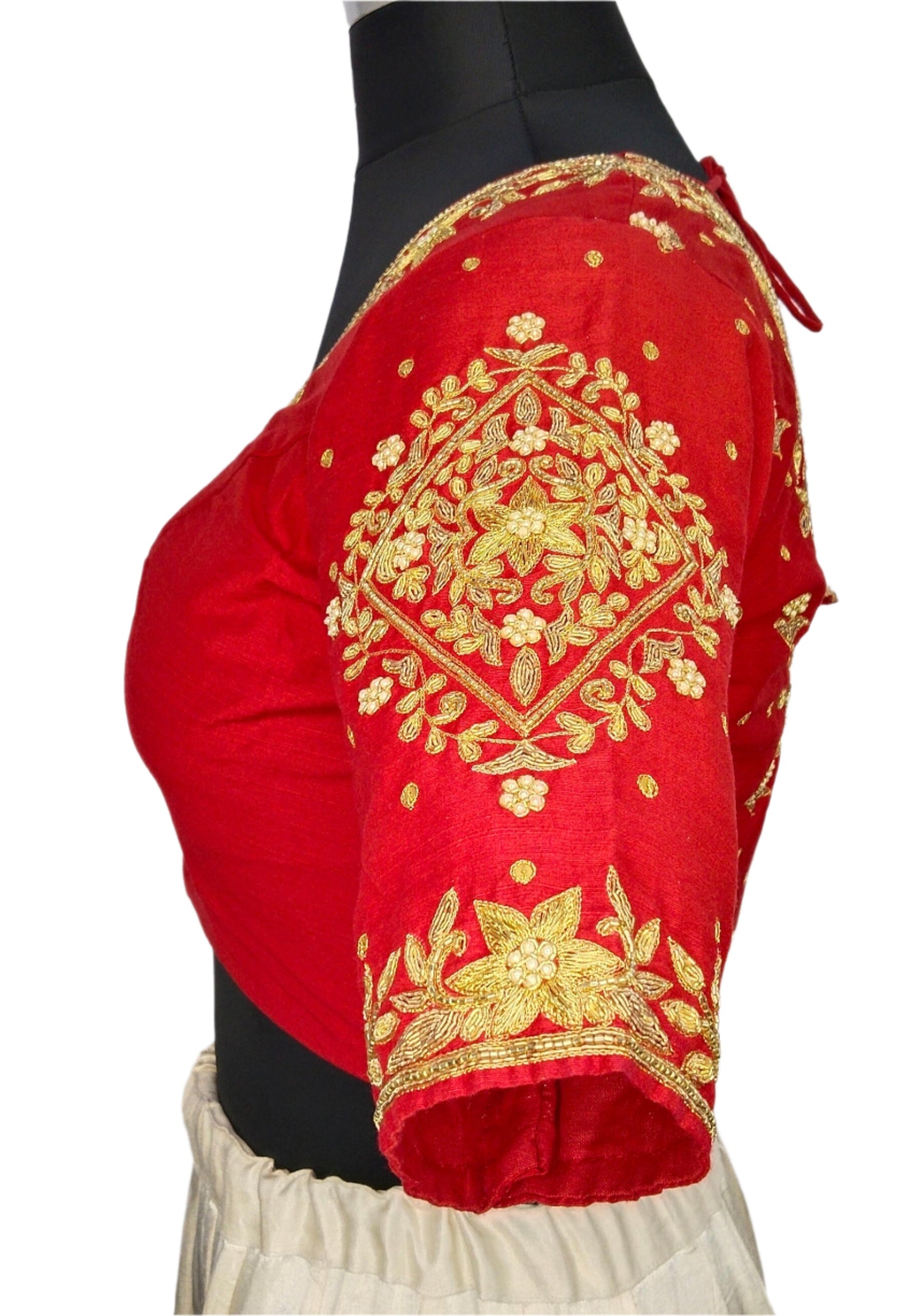 Queen's Blossom Zardozi Work Blouse (Red)