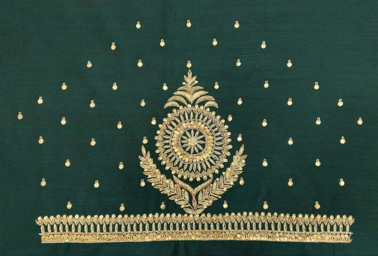Classic Butta Zardozi Embroidery Piece (Bottel Green)