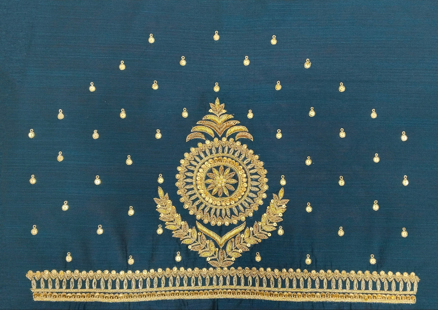 Classic Butta Zardozi Embroidery Piece (Turkish Blue)