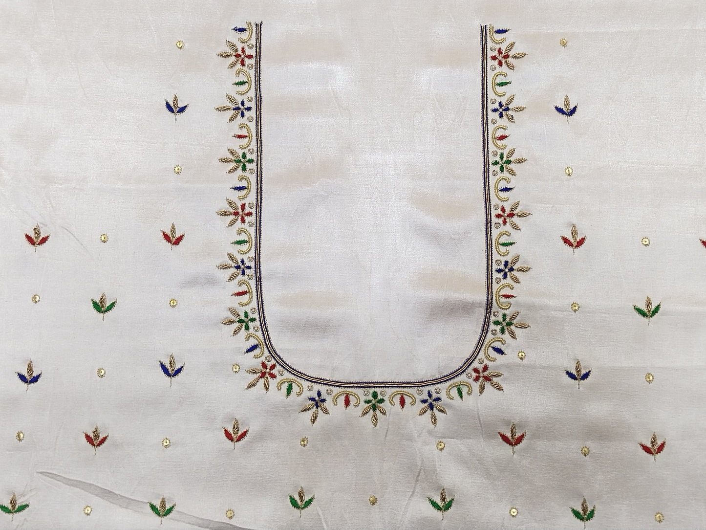 ZariGlow Gaji Silk Blouse (Off White)