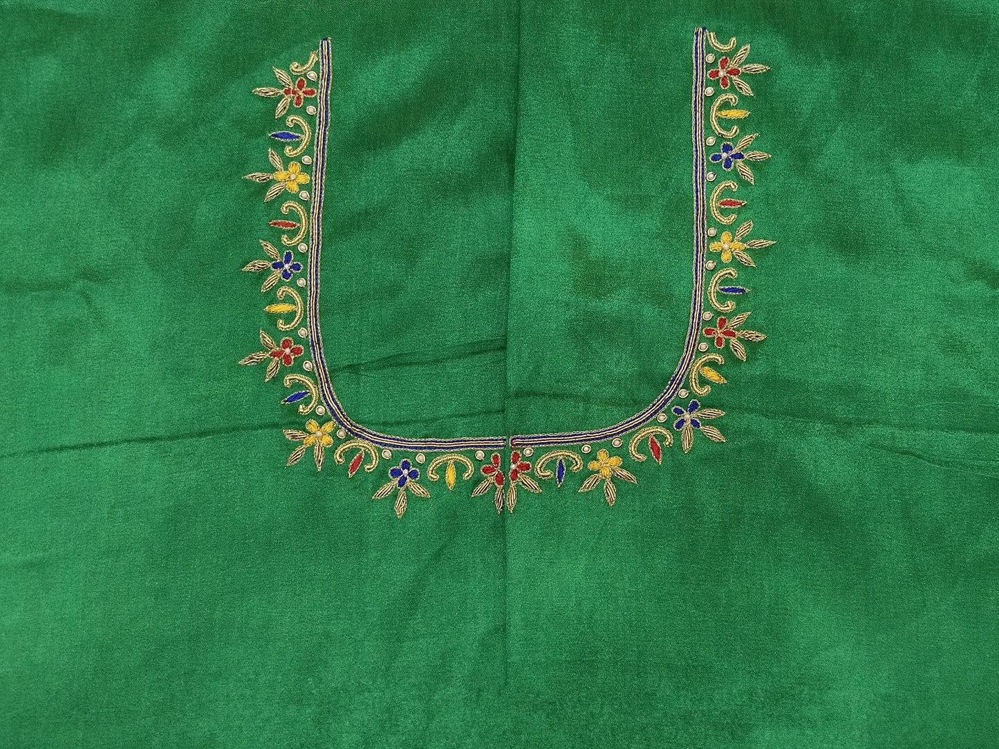 ZariGlow Gaji Silk Blouse (Green)