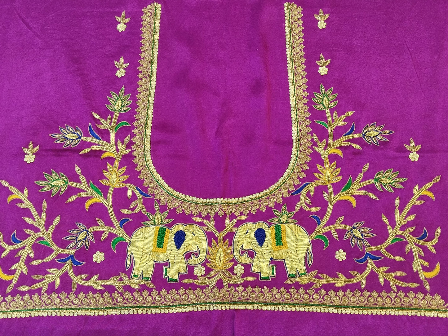 Elephant Charm Zardozi Embellished Fabric
