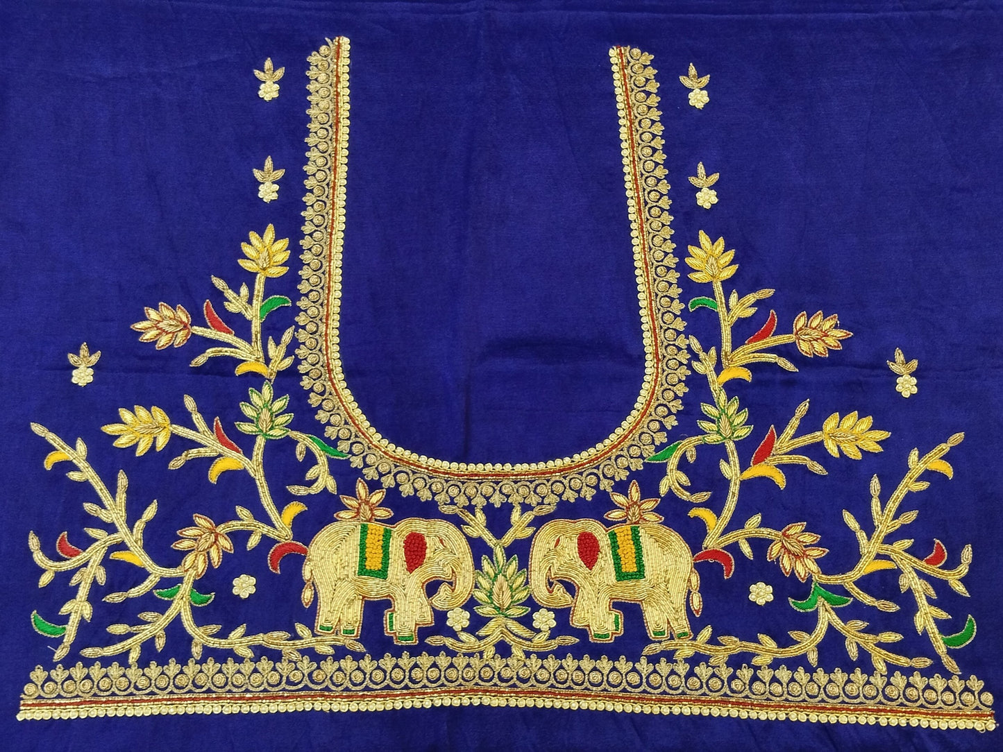 Elephant Charm Zardozi Embellished Fabric