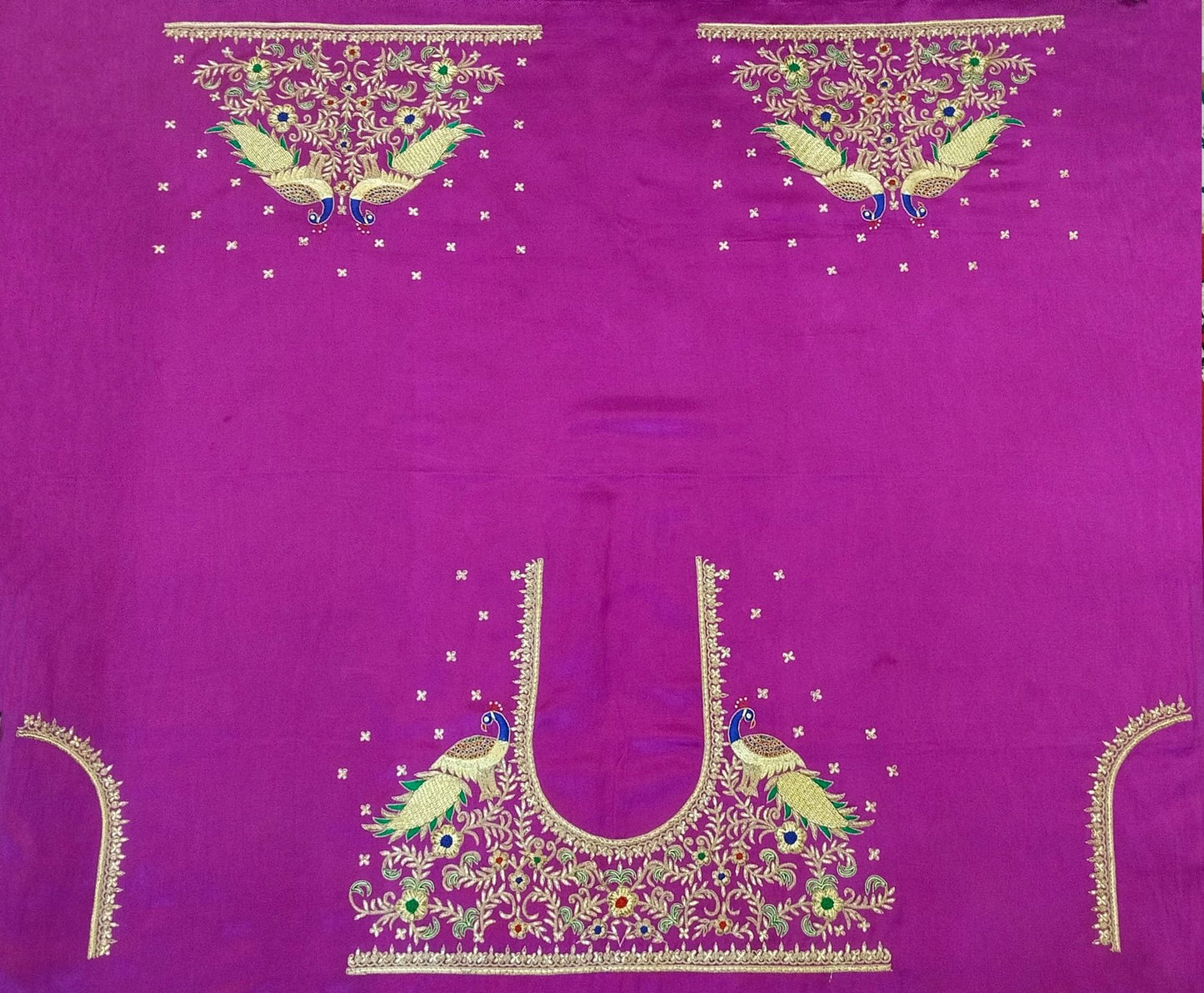 beautiful peacock zardozi pitta work blouse pis