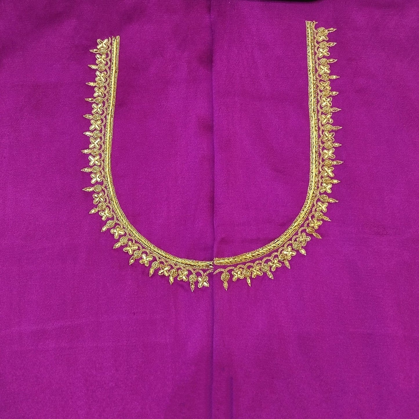 Majestic Peacock Embroidered Blouse Fabric (Purple)