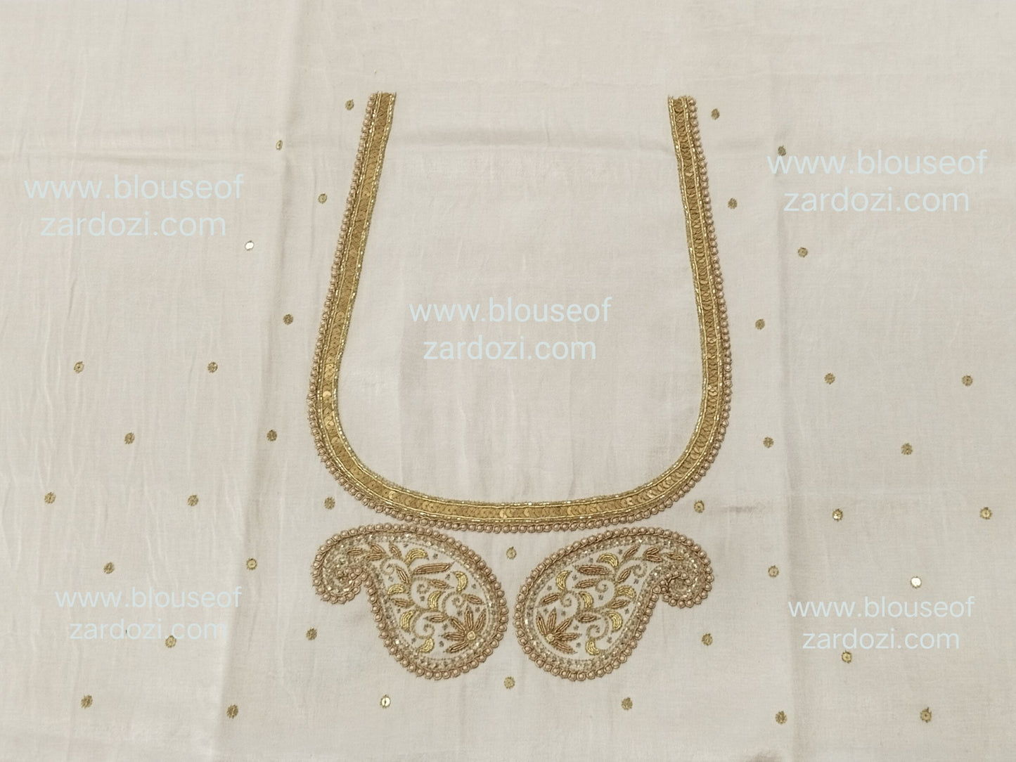 free Hand Zardozi Work Designer Blouse Pis. (Off White)