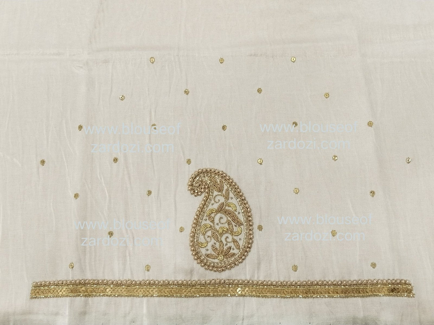 free Hand Zardozi Work Designer Blouse Pis. (Off White)