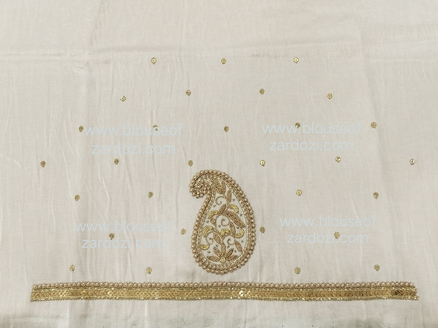 free Hand Zardozi Work Designer Blouse Pis. (Off White)