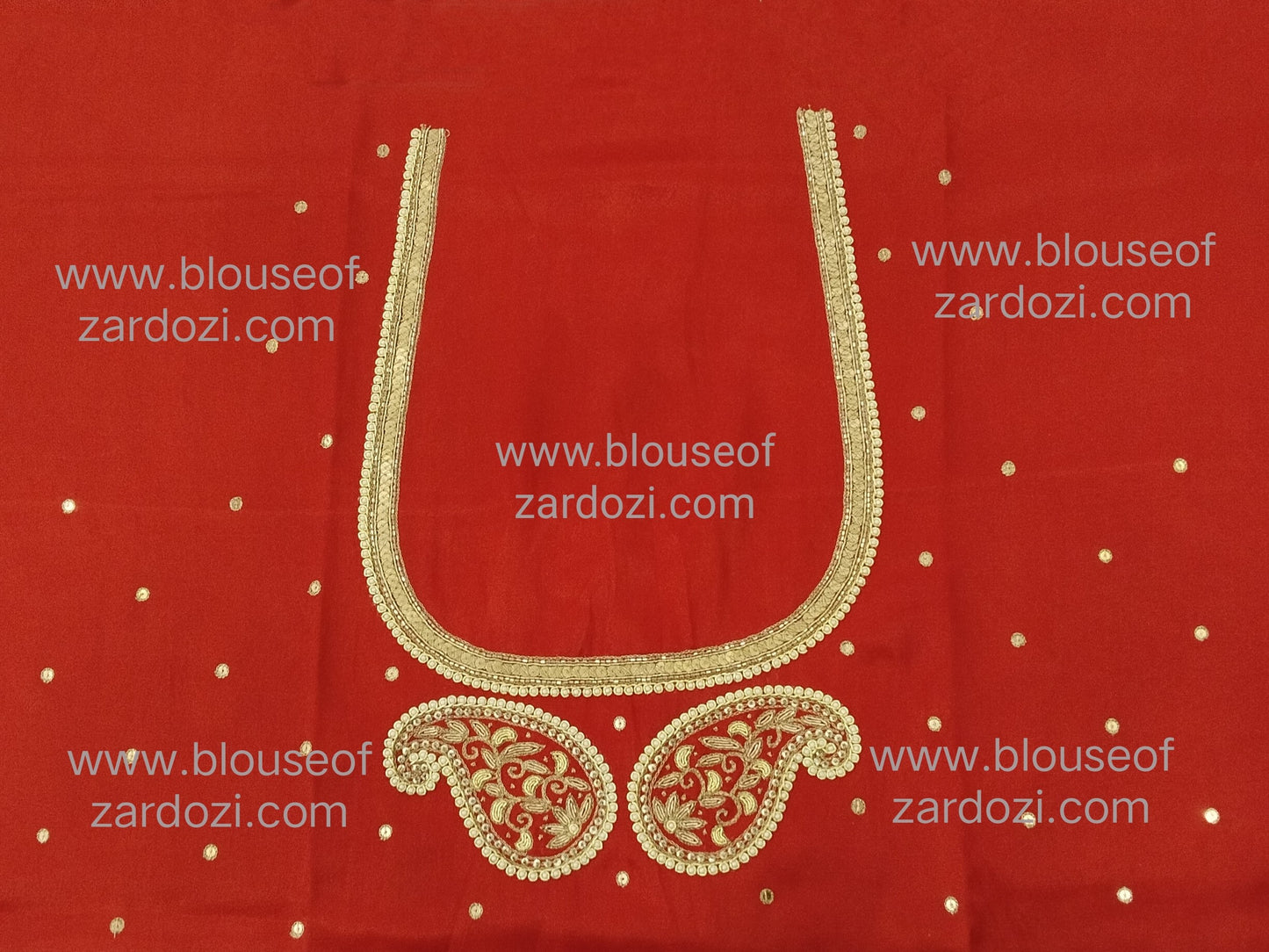 free Hand Zardozi Work Designer Blouse Pis. (Red)