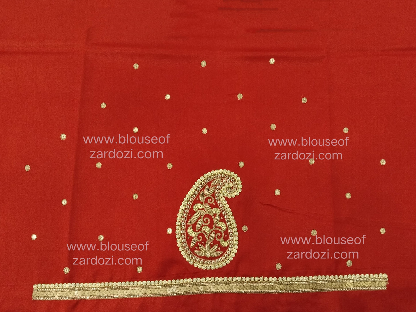 free Hand Zardozi Work Designer Blouse Pis. (Red)