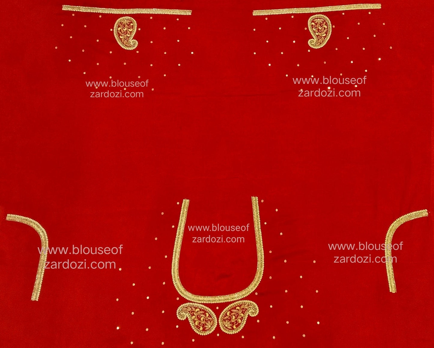free Hand Zardozi Work Designer Blouse Pis. (Red)