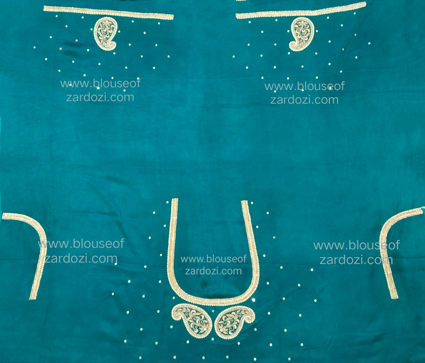 free Hand Zardozi Work Designer Blouse Pis. (Navy Blue)
